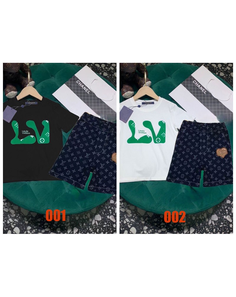 ルイヴィトン tシャツハーフパンツ二点セット子供ウェアオシャレ人気カジュアル上下セットキッズ向け