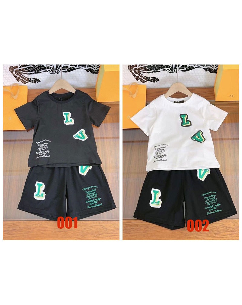 ルイヴィトン tシャツハーフパンツ二点セット子供用潮流半袖上下セット