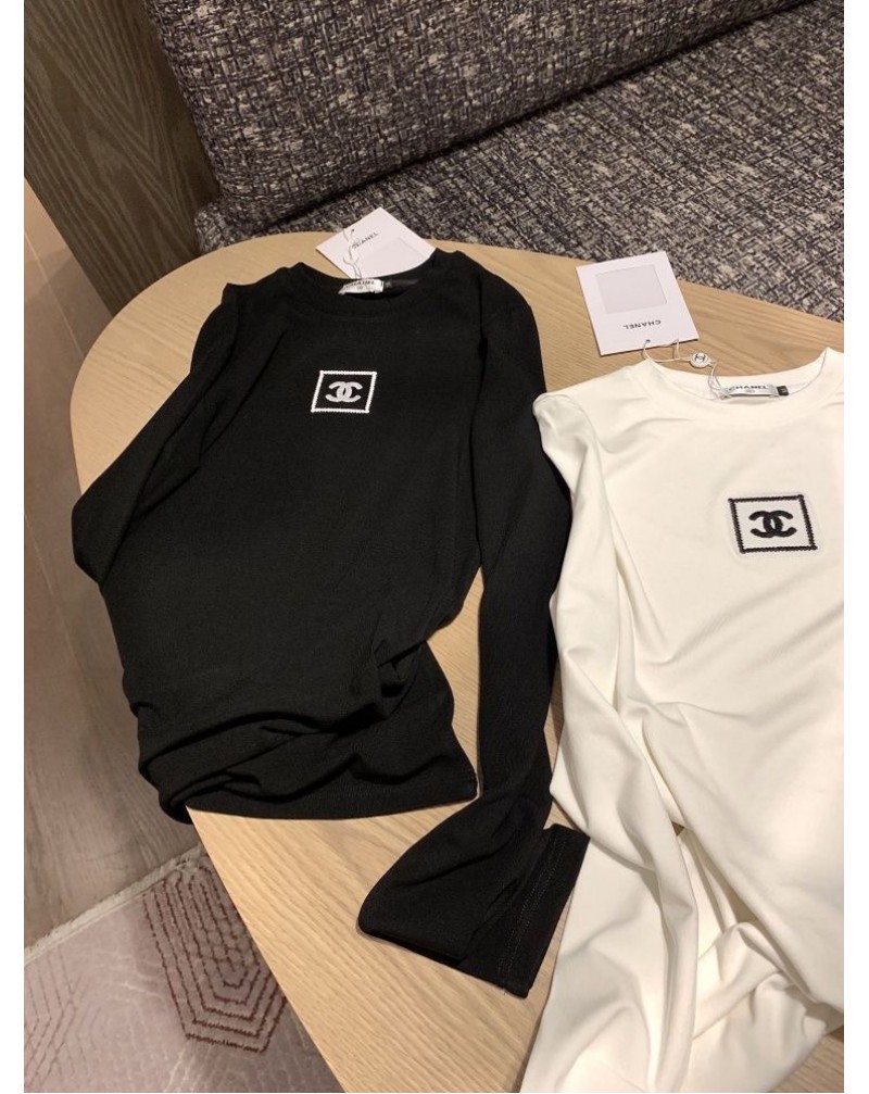 シャネル ロングシャツ女性人気オシャレ小香風chanel 洋服長袖トップス精緻刺繍ロゴ