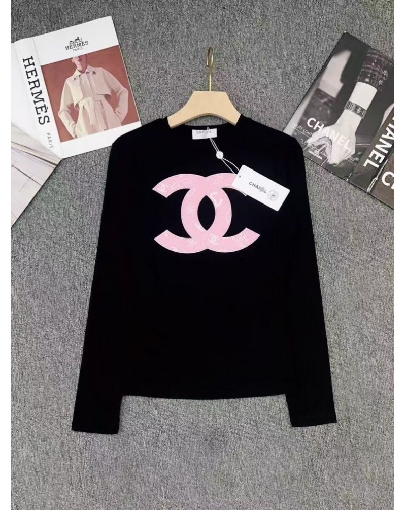 シャネル ロングシャツアップリケ女性人気長袖トップスオシャレ小香風