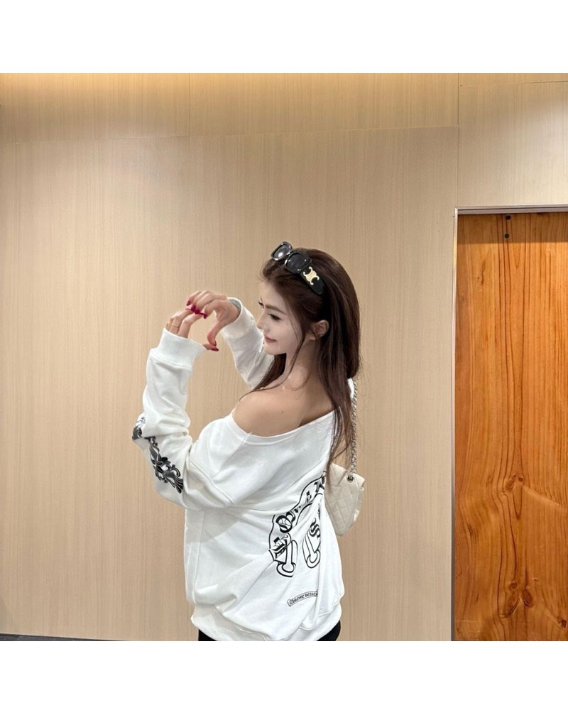 クロムハーツトレーナー斜め肩に着る潮流個性INS人気長袖トップスフリーサイズ クロムハーツトレーナー斜め肩に着る潮流個性INS人気長袖トップスフリーサイズ