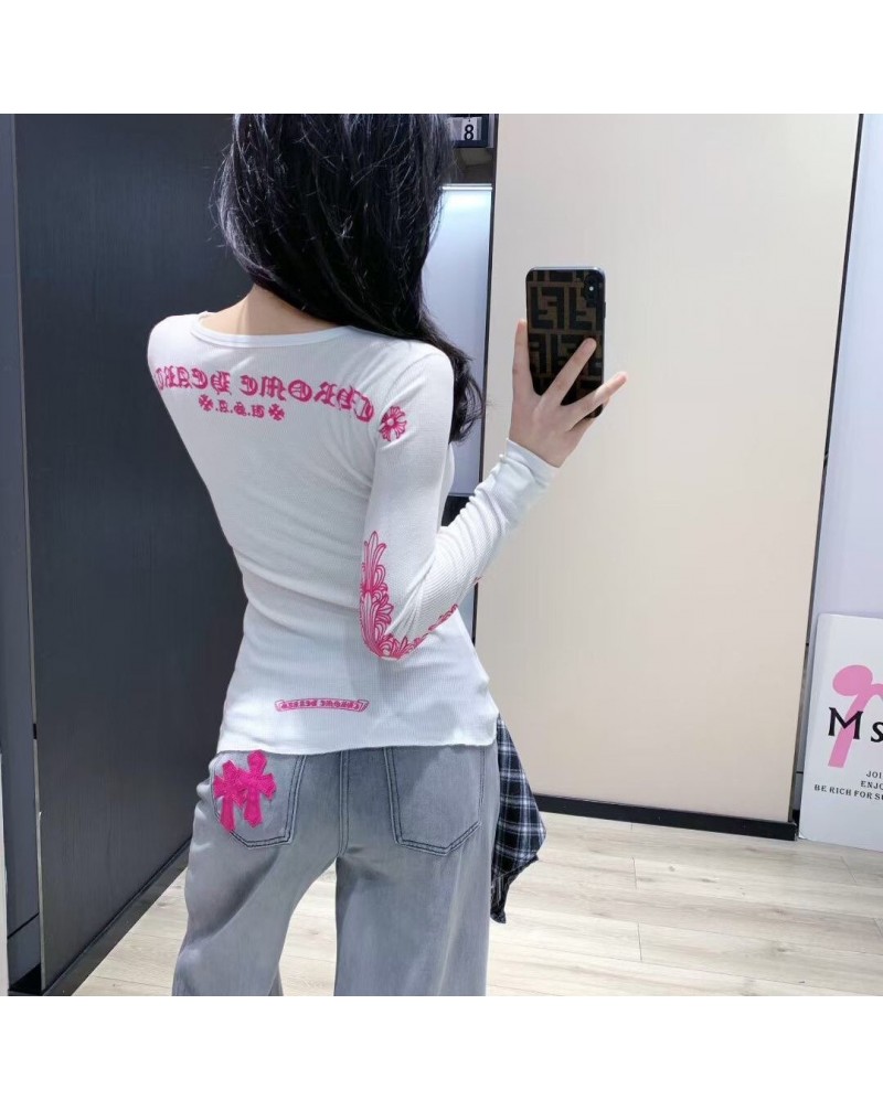 クロムハーツ ロングシャツ潮流個性スリム長袖トップス女性人気洋服オシャレ