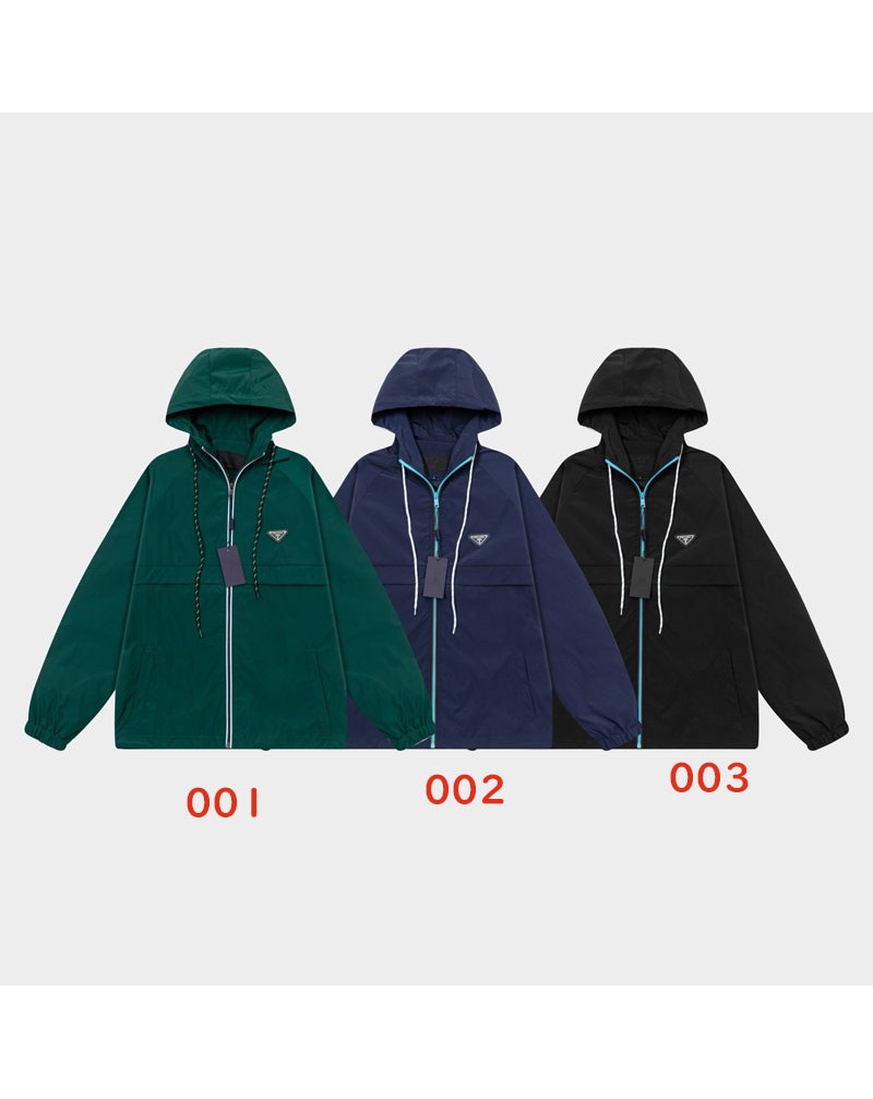 プラダ コートジャケット秋冬ウェアフード付きオシャレ人気ブランドウィンドブレーカージャケット