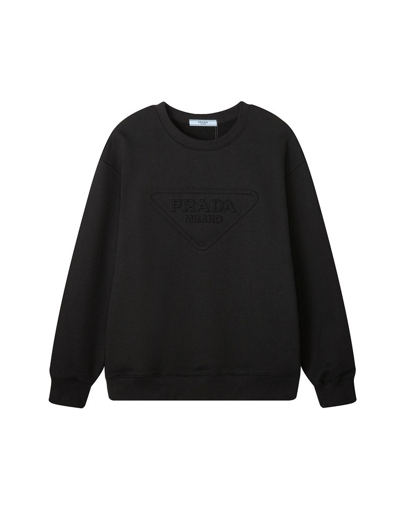 プラダ トレーナー男女向け簡約立体的ロゴスウェットトップス高品質コットン製