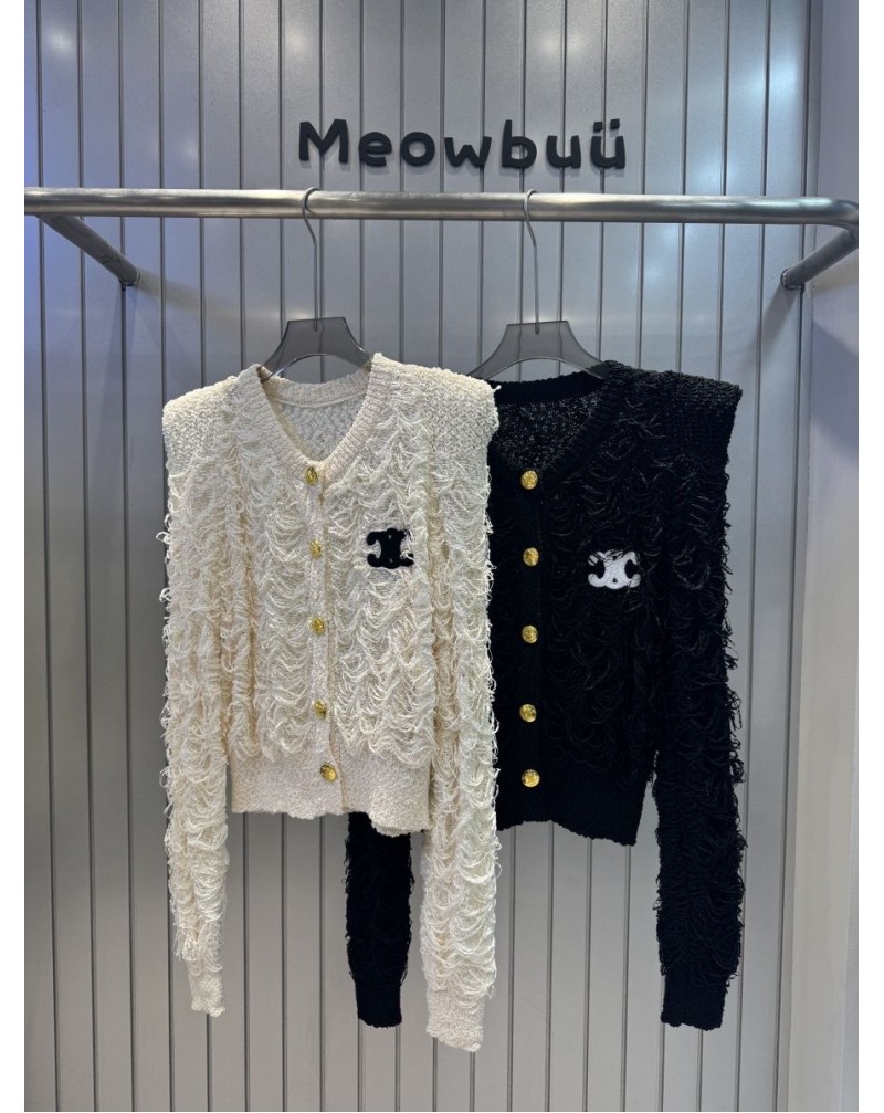 セリーヌ カーディガンオシャレceline洋服潮流女性人気ニットトップスフリーサイズ