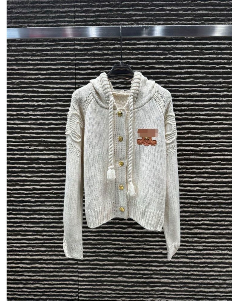 セリーヌ カーディガンフード付きカジュアル人気ブランドニットトップスフリーサイズ高品質