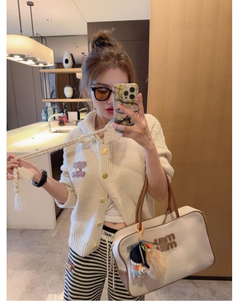 セリーヌ カーディガンフード付きカジュアル人気ブランドニットトップスフリーサイズ高品質 セリーヌ カーディガンフード付きカジュアル人気ブランドニットトップスフリーサイズ高品質