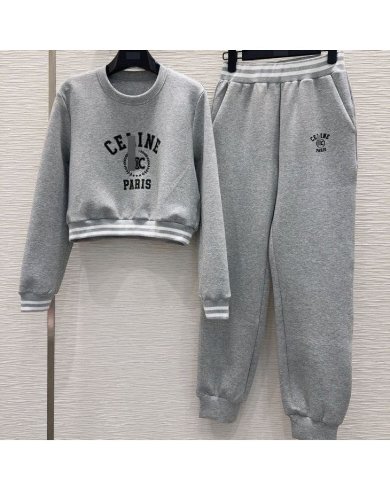 セリーヌ スウェットパンツセットカジュアルオシャレ上下セットコットン潮流ファッション セリーヌ スウェットパンツセットカジュアルオシャレ上下セットコットン潮流ファッション
