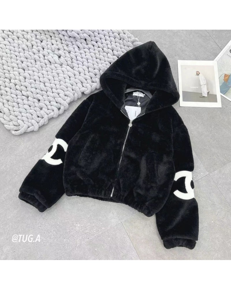 シャネル コート 小香風暖かいソフトふわふわ超人気ブランドコートフッド付き