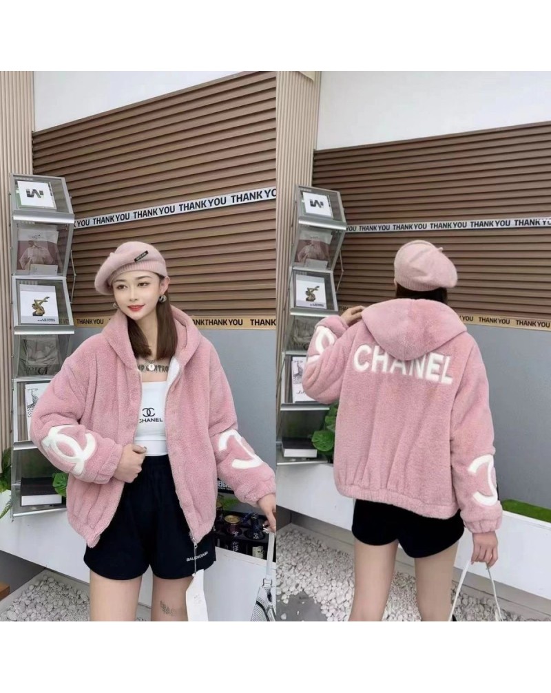 シャネル コート 小香風暖かいソフトふわふわ超人気ブランドコートフッド付き