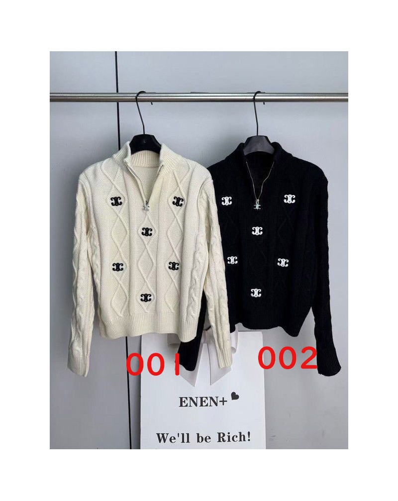 セリーヌ ニットトップスカジュアル人気ブランド半ファスナー付き襟付きセーター セリーヌ ニットトップスカジュアル人気ブランド半ファスナー付き襟付きセーター