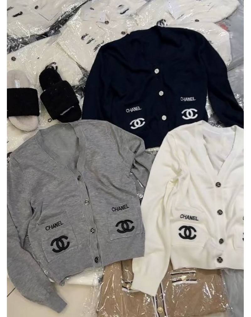 シャネル カーディガン人気ニットトップスオシャレ小香風