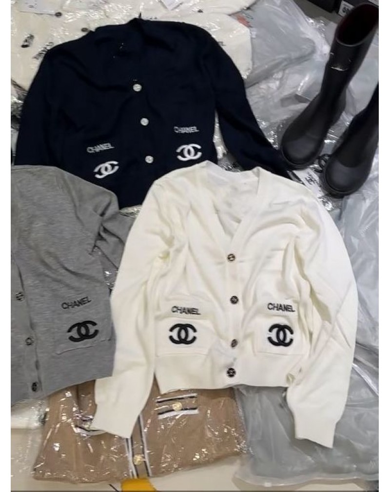 シャネル カーディガン人気ニットトップスオシャレ小香風