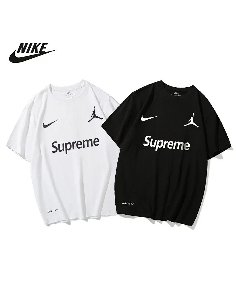 シュプリームナイキジョーダンコラボtシャツ半袖男女兼用カジュアルスポーツ風トップス　