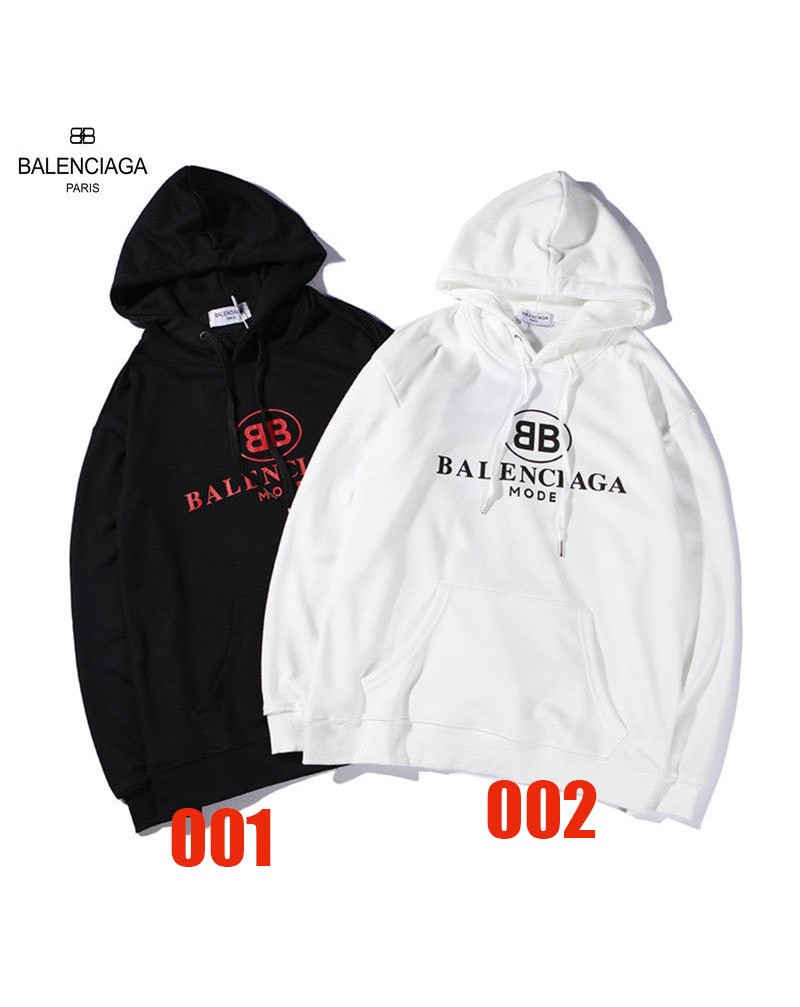 balenciga パーカー カジュアル韓国風 長袖トップス帽子付き 男女兼用コットン製ソフトスウェット