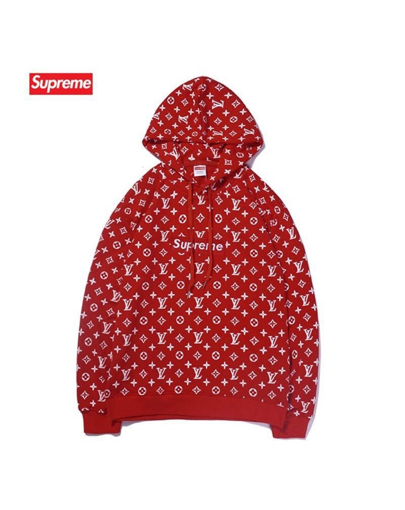 Supreme ヴィトンパーカーオシャレモノグラムボックスロゴ付きカッコイイスウェットトップスフード付きカジュアル人気芸能人愛着