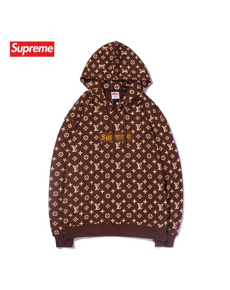 Supreme ヴィトンパーカーオシャレモノグラムボックスロゴ付きカッコイイスウェットトップスフード付きカジュアル人気芸能人愛着