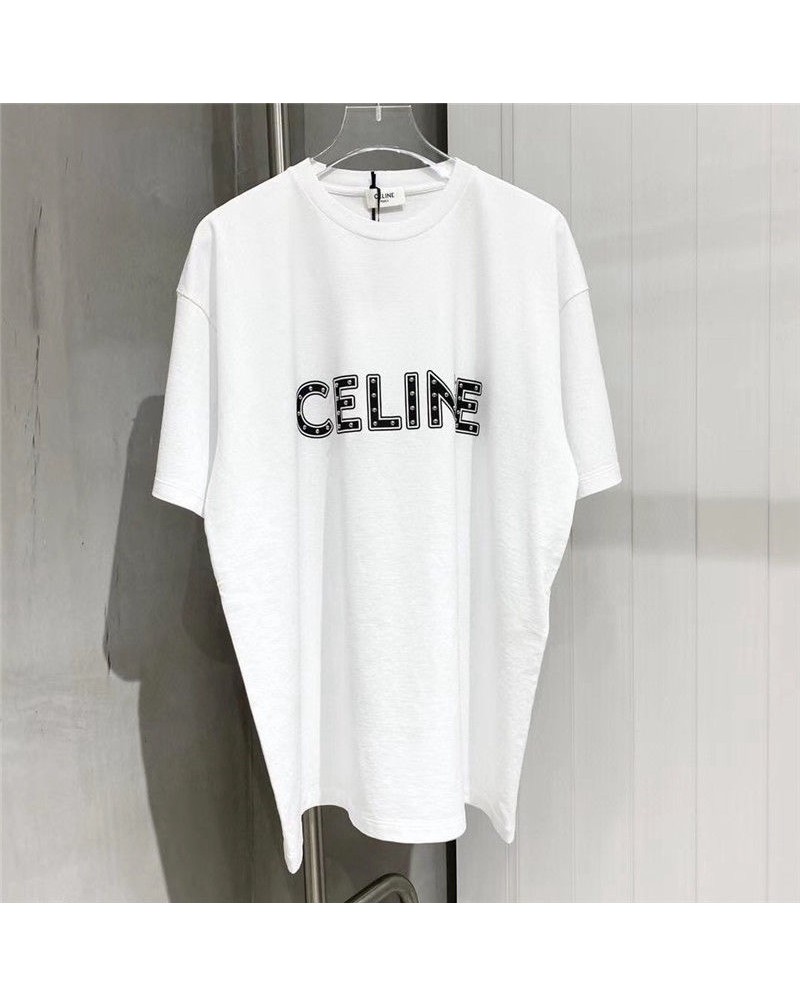 CELINE tシャツ半袖ファッション人気リベット付くロゴお洒落ウェア上着トップス