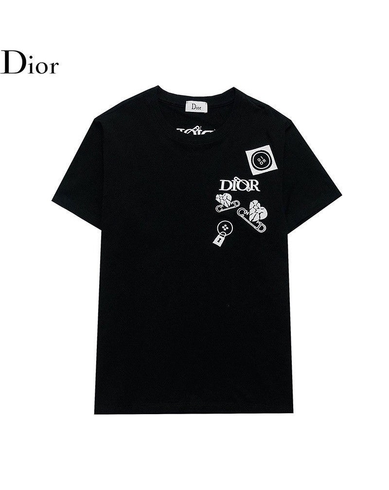 Dior tシャツ半袖お洒落精緻刺繍ロゴ付きディオールウェアトップス上着 コットン製大人気ペアお揃い