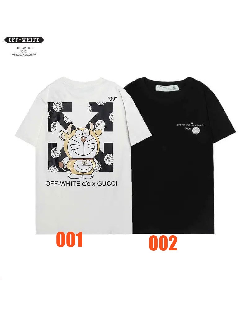 グッチオーフホワイトドラえもんtシャツ半袖お洒落可愛いティシャツ個性人気