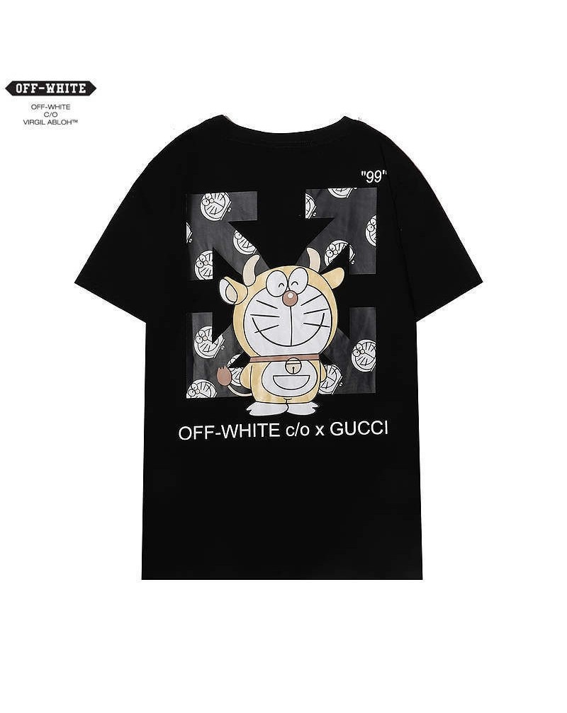 グッチオーフホワイトドラえもんtシャツ半袖お洒落可愛いティシャツ個性人気