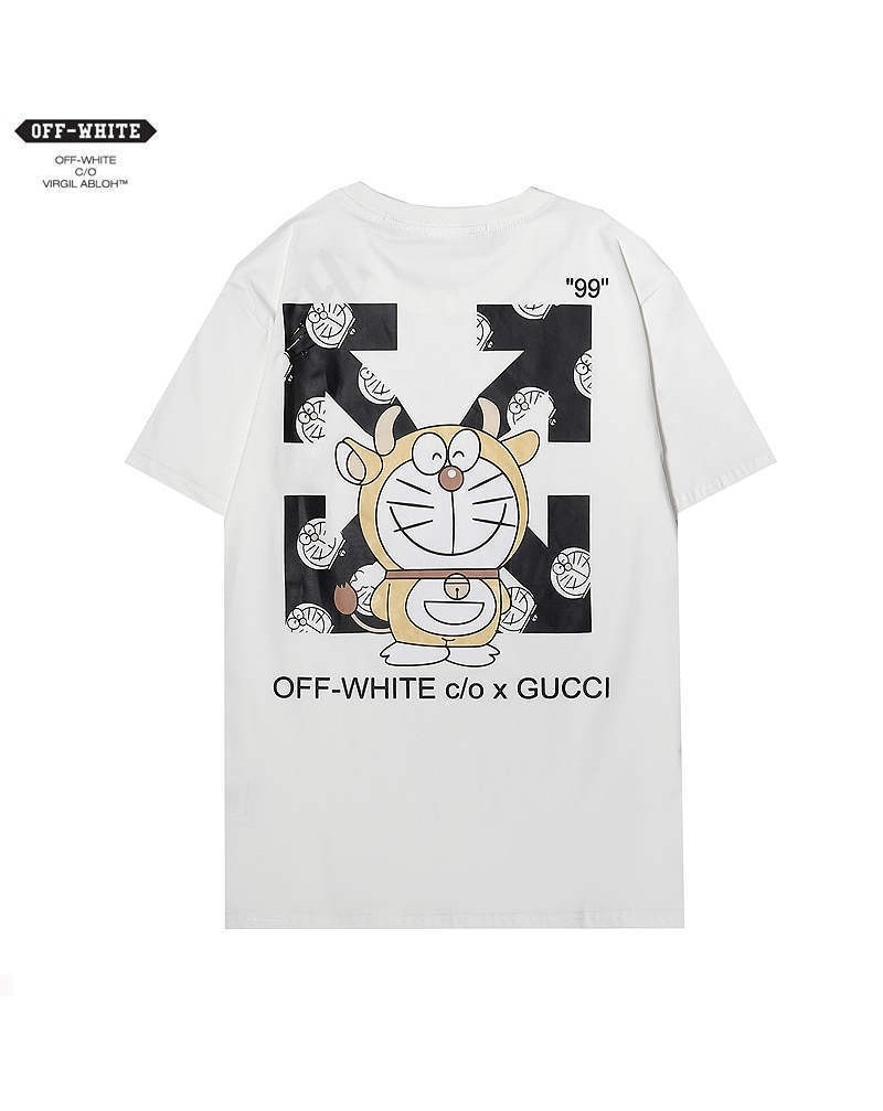 グッチオーフホワイトドラえもんtシャツ半袖お洒落可愛いティシャツ個性人気