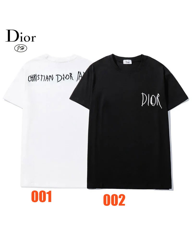 ディオールtシャツ半袖個性人気ウェア上着コットン製ソフトファッショントップスペアお揃い