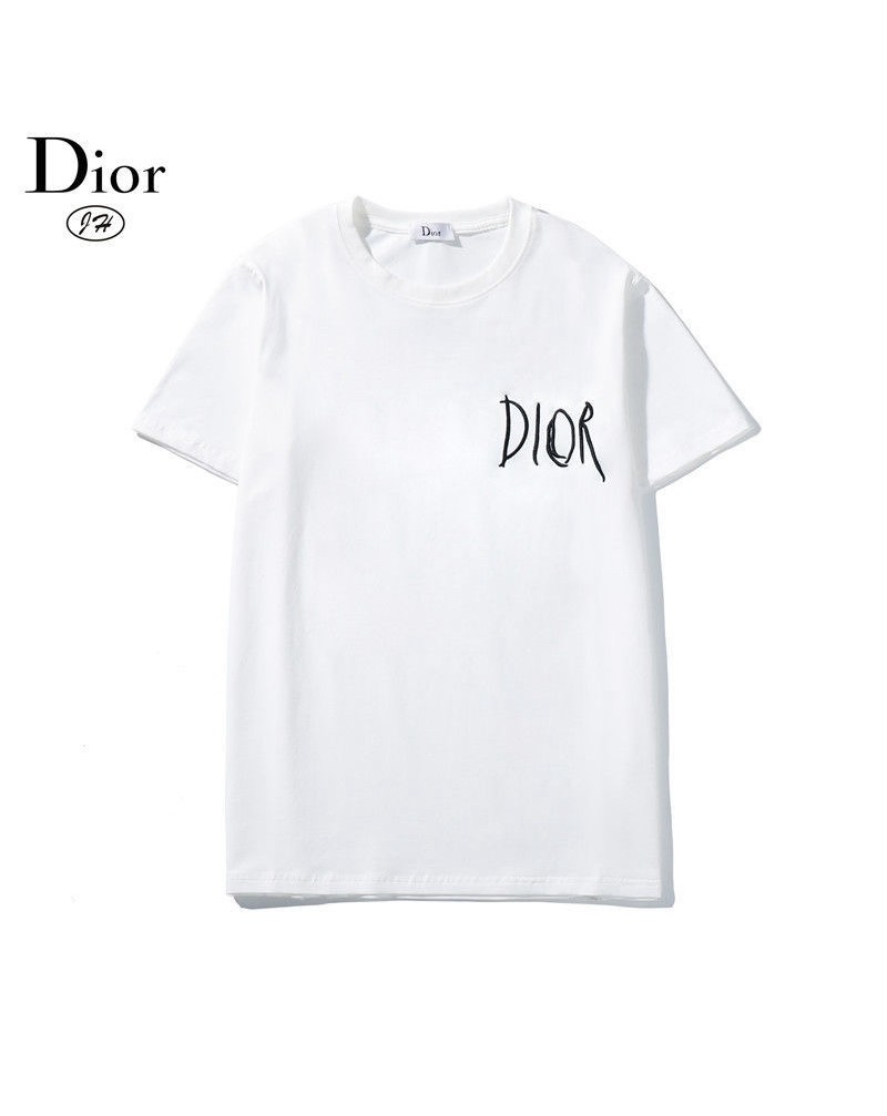 ディオールtシャツ半袖個性人気ウェア上着コットン製ソフトファッショントップスペアお揃い