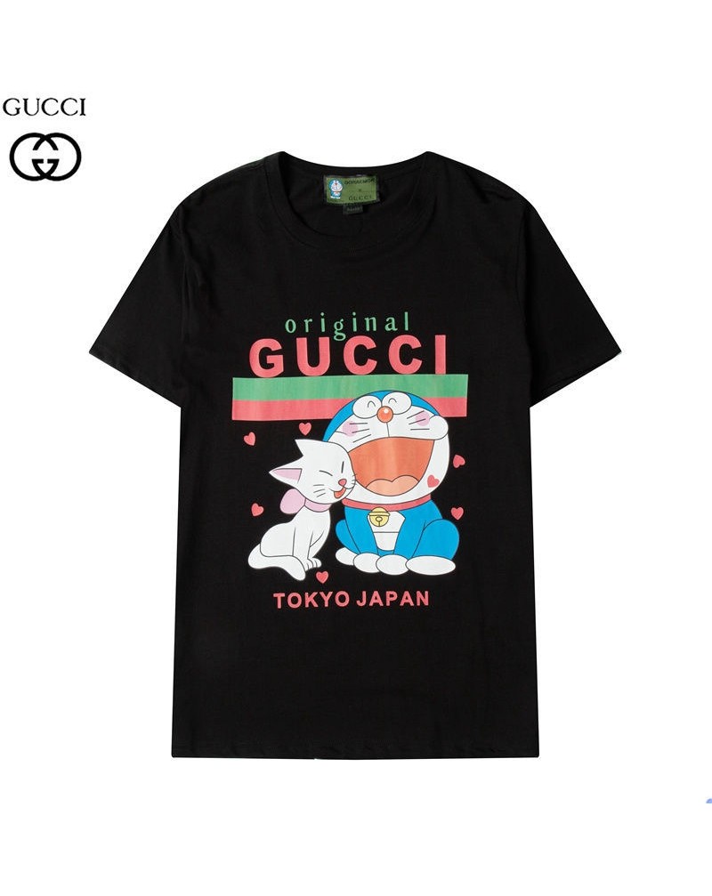 グッチドラえもんコラボｔシャツ半袖 お洒落コットン製 可愛い人気ウェアトップス上着男女向け
