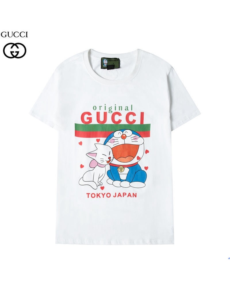 グッチドラえもんコラボｔシャツ半袖 お洒落コットン製 可愛い人気ウェアトップス上着男女向け