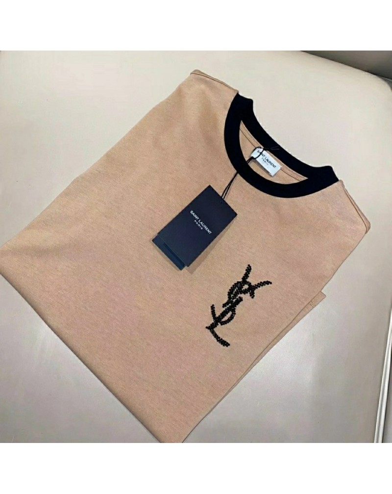 YSL tシャツ半袖カジュアルファッションサンローランティシャツウェアトップス珠子ロゴ付き