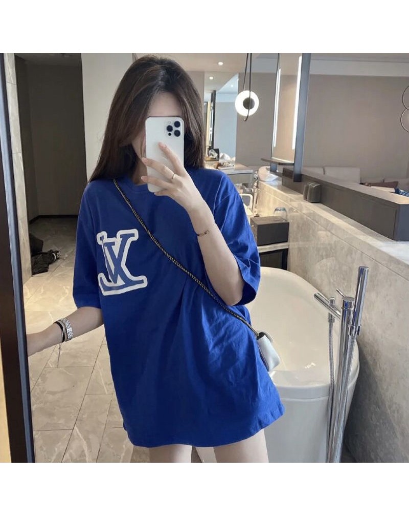 ルイヴィトンｔシャツ半袖カジュアルファッションルーズワンピーストップス女性人気