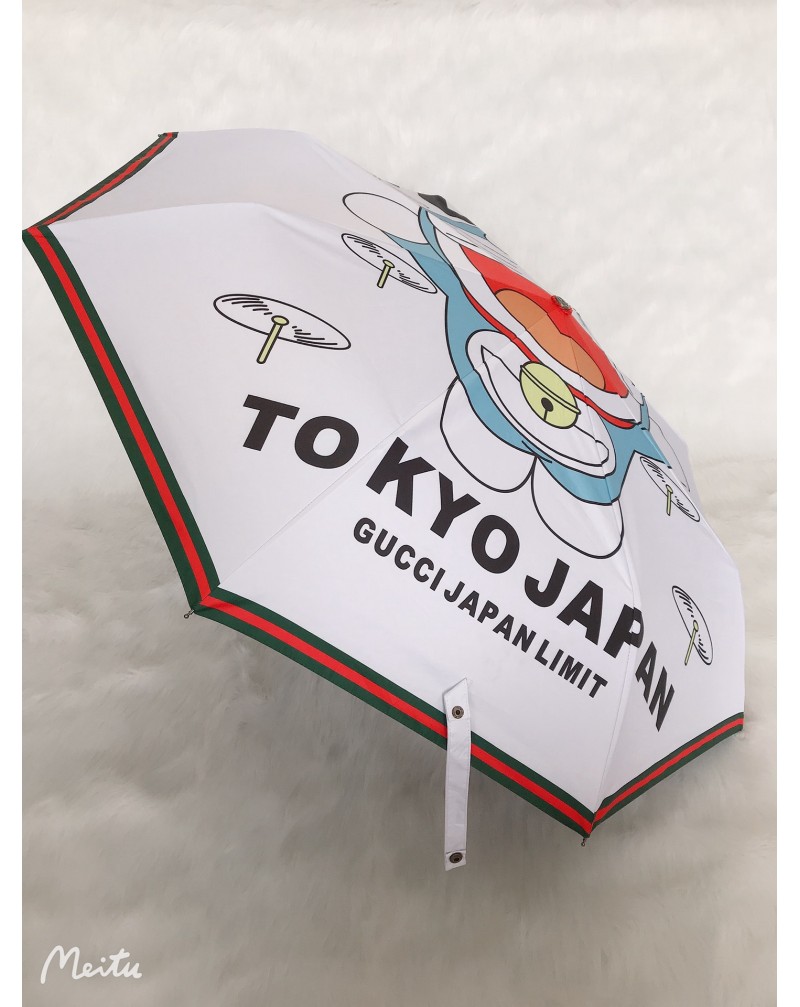 グッチドラえもん傘おしゃれ可愛い晴雨兼用傘紫外線UVカット防止 三つ折り畳み携帯便利 自動機能付き