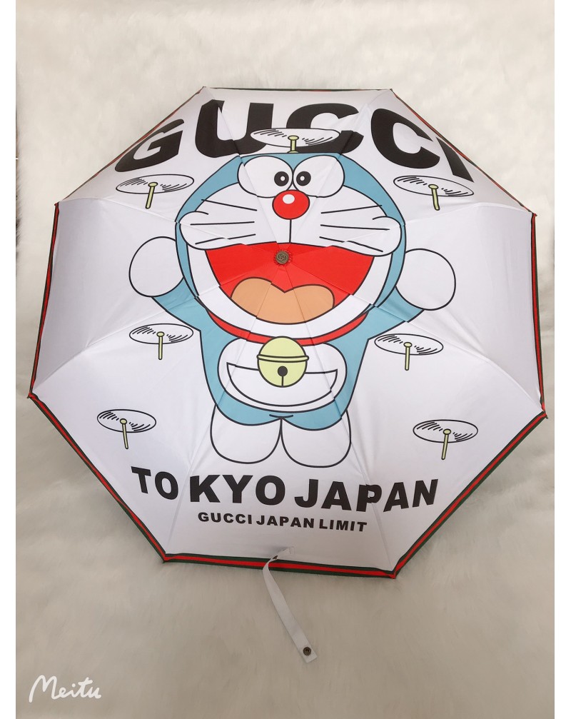 グッチドラえもん傘おしゃれ可愛い晴雨兼用傘紫外線UVカット防止 三つ折り畳み携帯便利 自動機能付き
