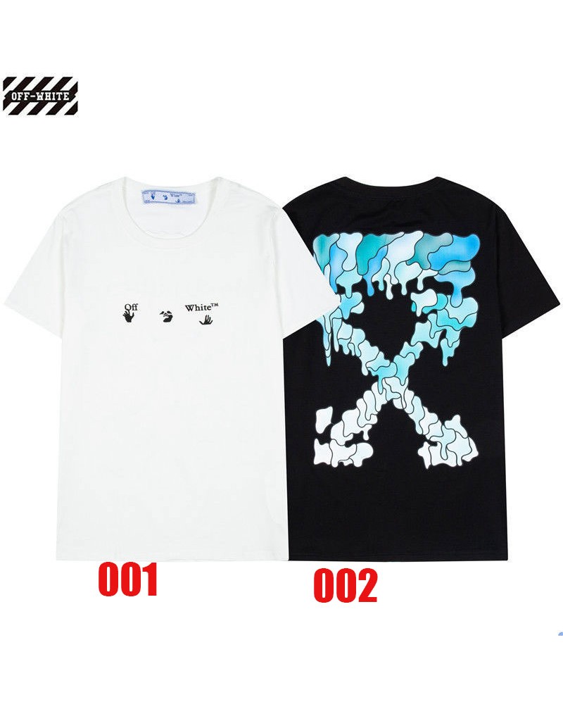 OFF-WHITE Tシャツ半袖個性潮流人気ウェア上着コットン製独特ロゴ付きオーフホワイトトップスファッションお洒落