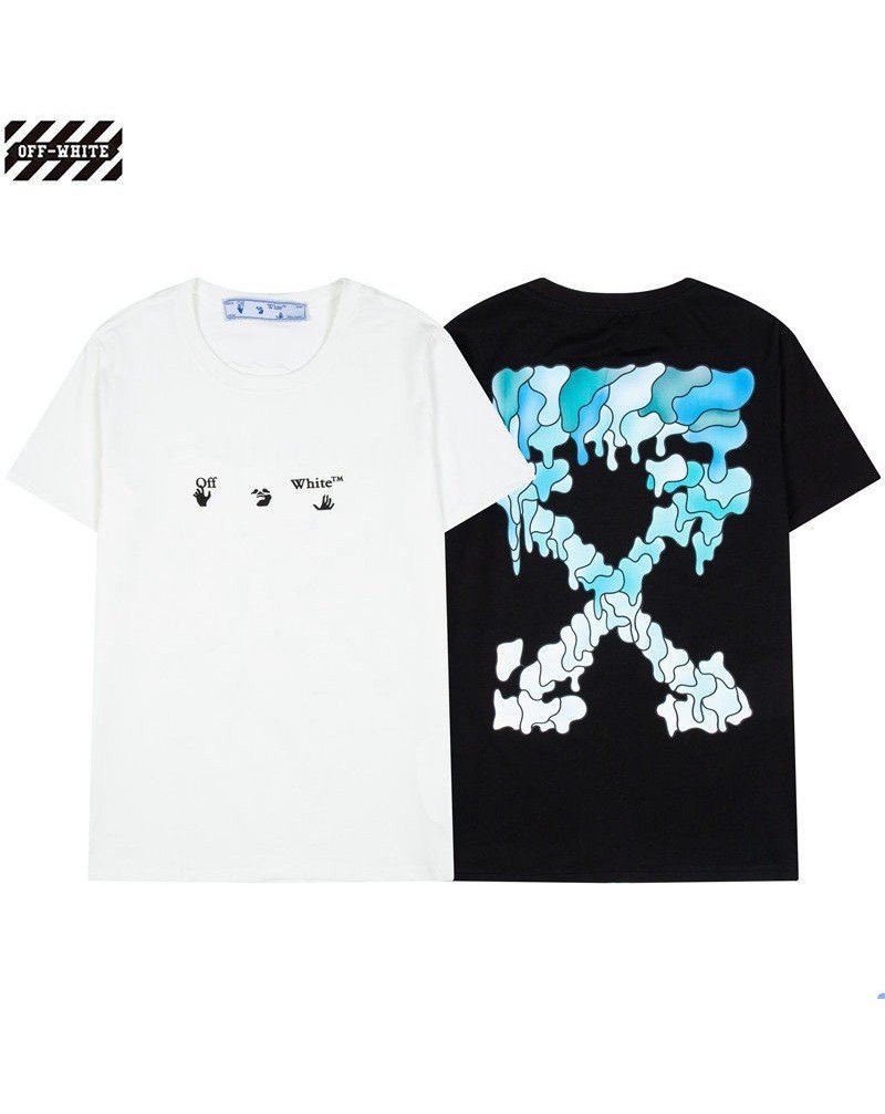 OFF-WHITE Tシャツ半袖個性潮流人気ウェア上着コットン製独特ロゴ付きオーフホワイトトップスファッションお洒落