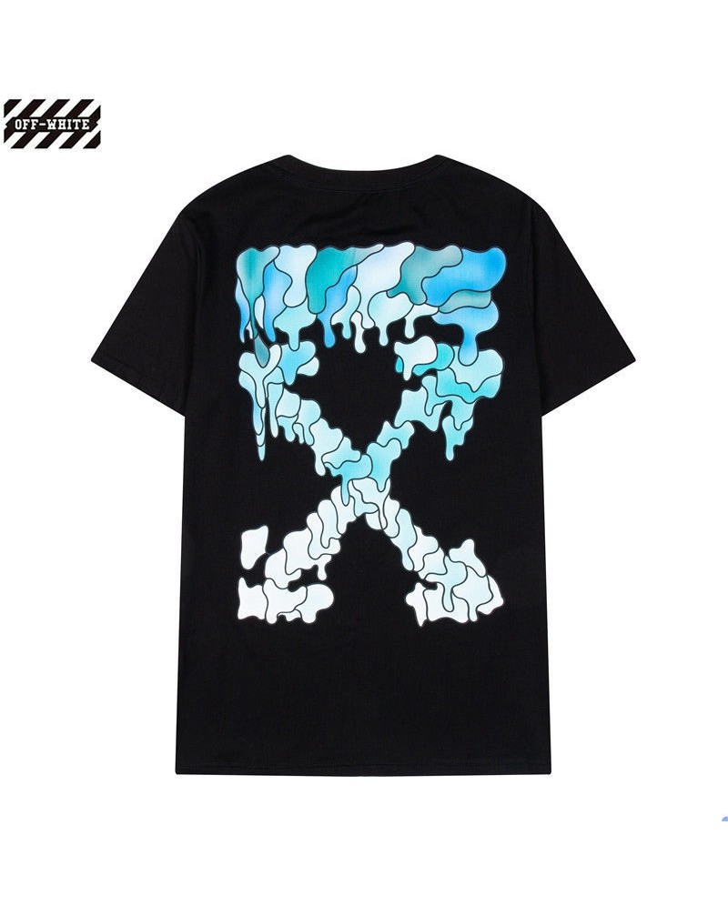 OFF-WHITE Tシャツ半袖個性潮流人気ウェア上着コットン製独特ロゴ付きオーフホワイトトップスファッションお洒落