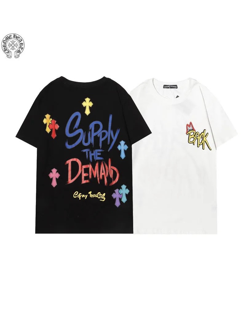 クロムハーツｔシャツファッション個性パロティ風ウェア上着メンズレディース向けカジュアルファッションブランド潮流トップスティシャツ