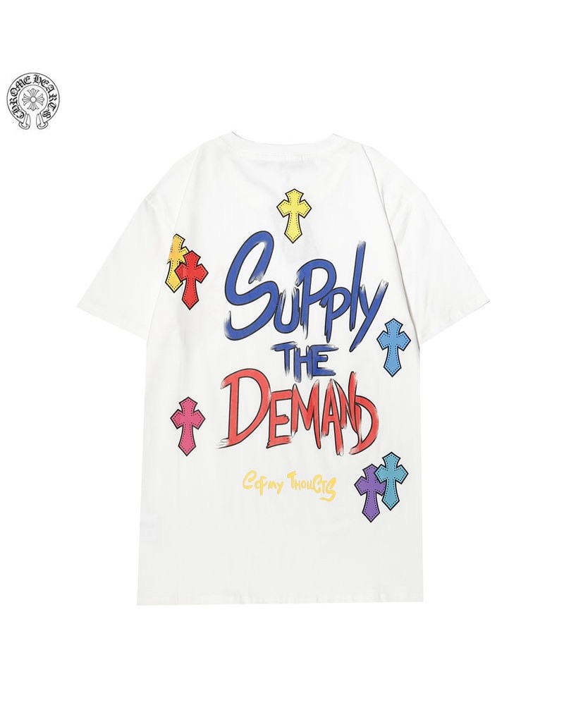 クロムハーツｔシャツファッション個性パロティ風ウェア上着メンズレディース向けカジュアルファッションブランド潮流トップスティシャツ