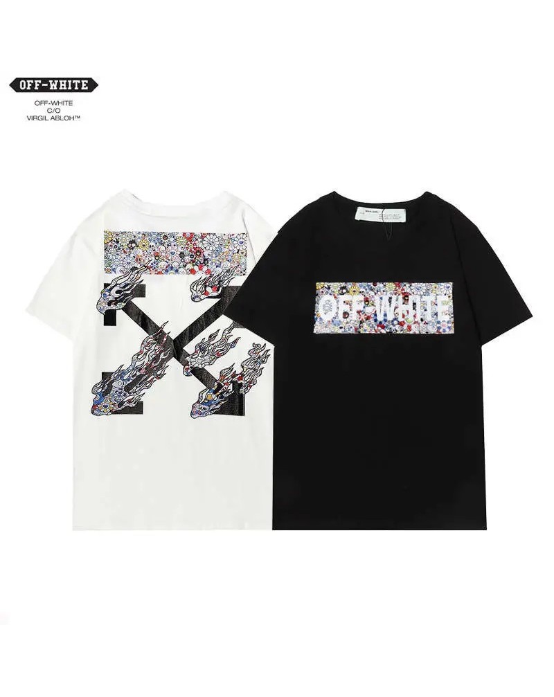 OFF-WHITE Tシャツ半袖カジュアル潮流個性人気ティシャツコットン製通気性よいペアお揃いウェアトップスカジュアルファッション