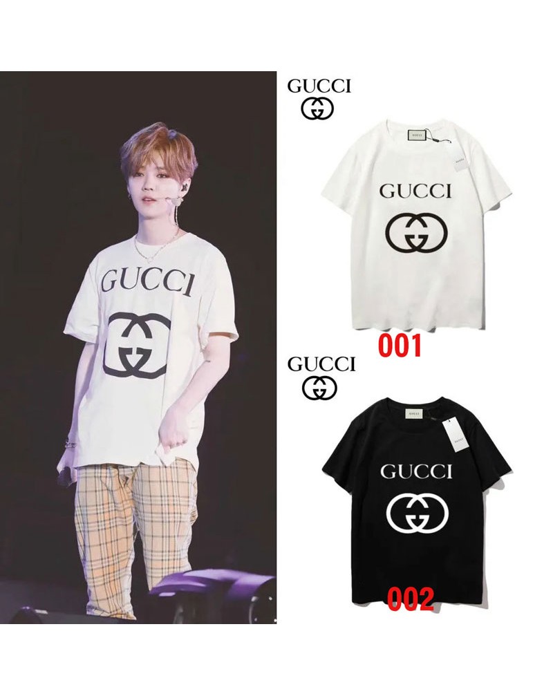 グッチｔシャツペアお揃いウェアトップスカジュアルファッション経典GGティシャツ半袖コットン製ソフト通気性よい