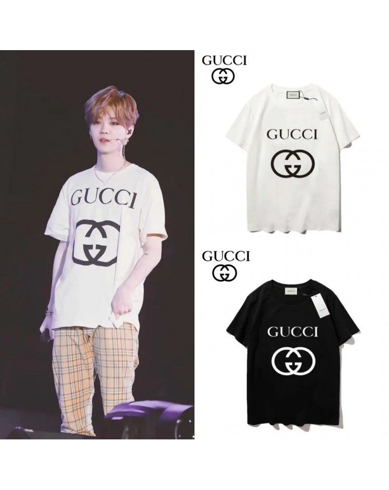 グッチｔシャツペアお揃いウェアトップスカジュアルファッション経典GGティシャツ半袖コットン製ソフト通気性よい