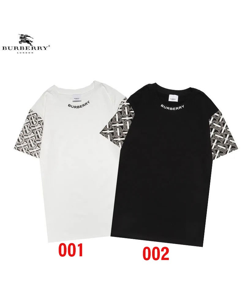 バーバリーｔシャツ半袖おしゃれカジュアル人気ウェアトップス経典ロゴ付きメンズレディース向けファッション丸首上着コットン製