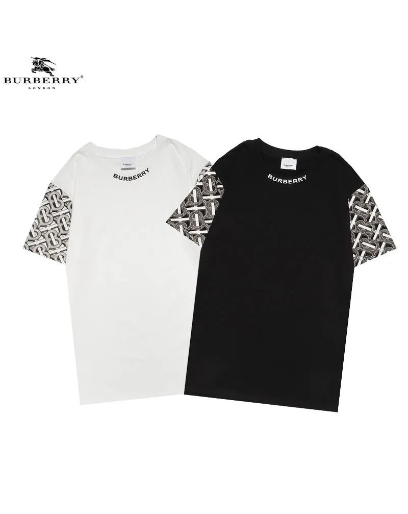 バーバリーｔシャツ半袖おしゃれカジュアル人気ウェアトップス経典ロゴ付きメンズレディース向けファッション丸首上着コットン製