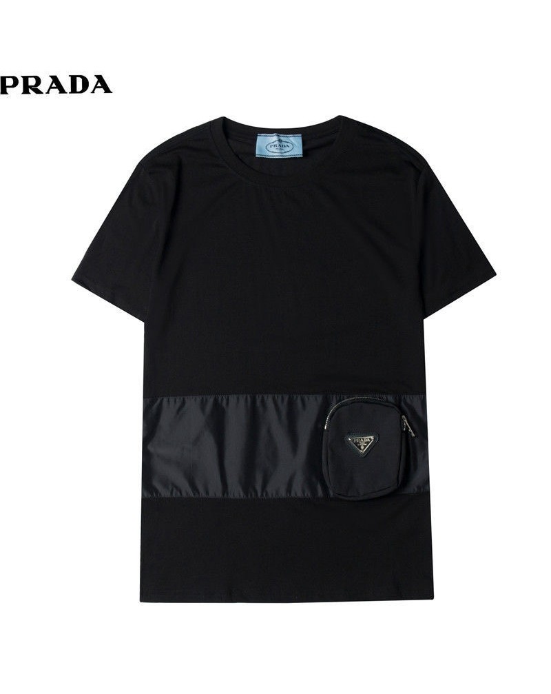 プラダ tシャツ半袖ファッションカジュアルトップスポケット付きお洒落可愛いブランドpradaティシャツコットン製ソフトss21人気新作