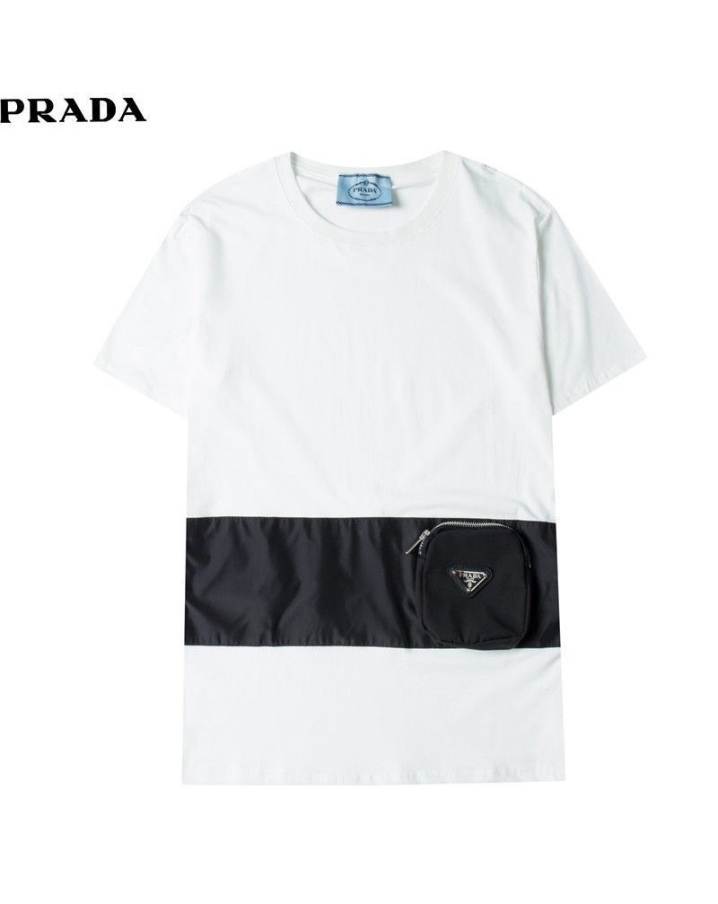 プラダ tシャツ半袖ファッションカジュアルトップスポケット付きお洒落可愛いブランドpradaティシャツコットン製ソフトss21人気新作