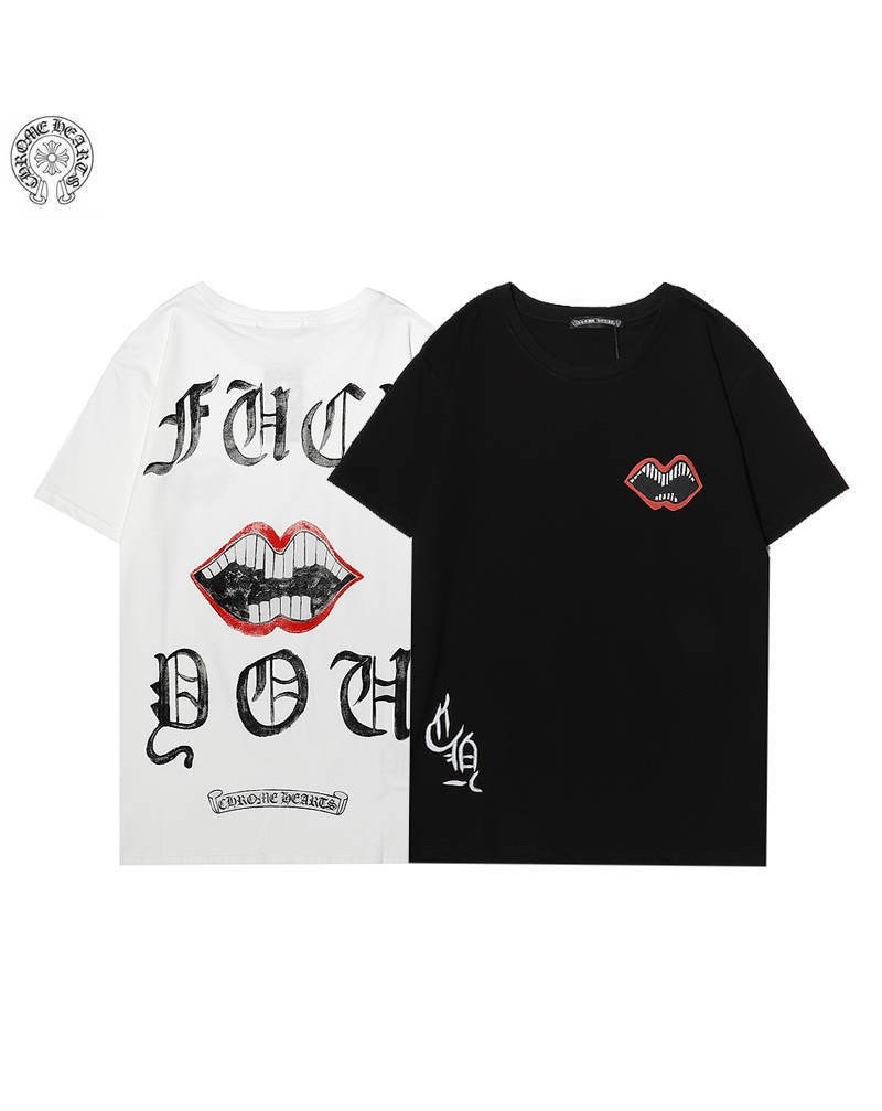 クロムハーツtシャツ半袖個性潮流ウェア上着コットン製人気ファッショントップスペアお揃い