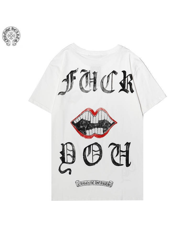 クロムハーツtシャツ半袖個性潮流ウェア上着コットン製人気ファッショントップスペアお揃い