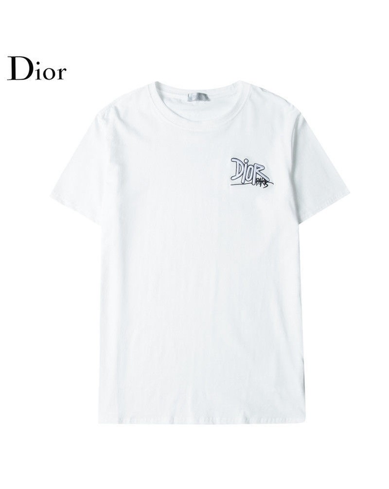ディオールtシャツ半袖お洒落精緻刺繍ロゴ付きコットン製ソフト通気性よいブランドティシャツトップス男女兼用