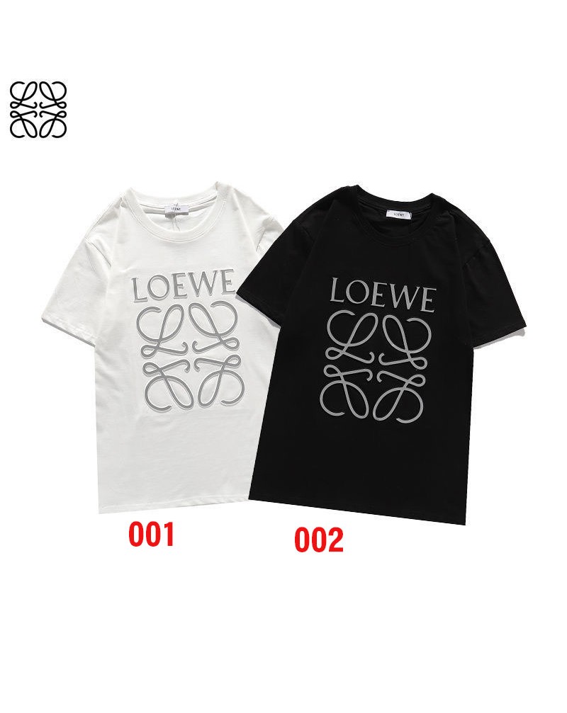 loewe tシャツ半袖経典人気ウェア上着コットン製トップスペアお揃い立体的ロゴファッションお洒落